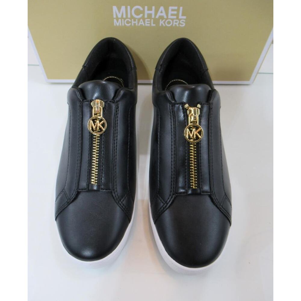 Michael Kors Keaton Zip Slip On Sneakers MK Logo Black Size 7 - Picture 4 of 8